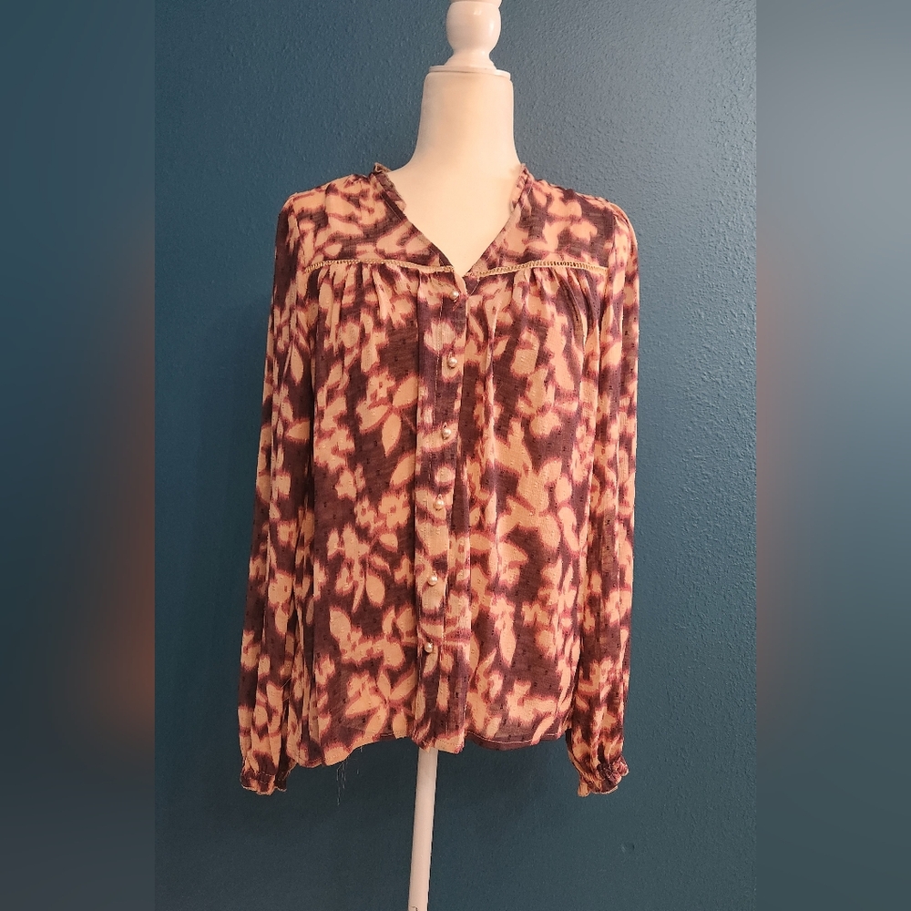 Studio B Button-Up Shirt with Pearl Accent